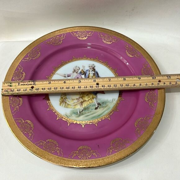 JKW 1930 Western Germany Fine Porcelain Luxurious Pink Gold Dinnerware Plate - Picture 4 of 12